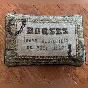 Rustic Horse-Themed Accent Pillow - Green and Brown